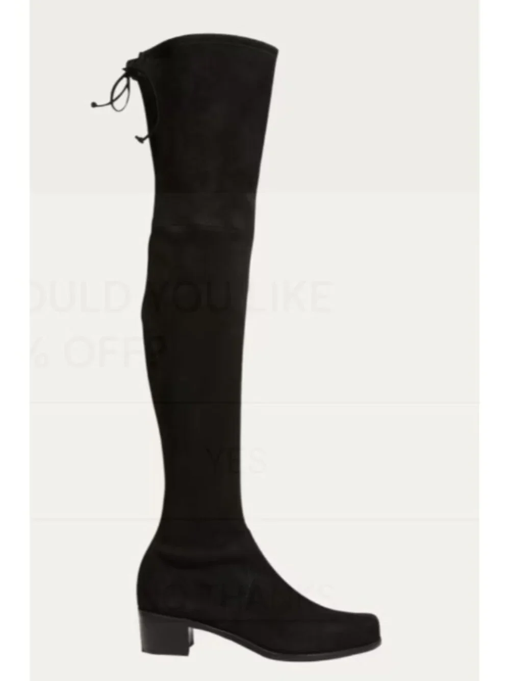 Stuart Weitzman Black Suede Over The Knee Tie Back Block Heel Boots 9 M